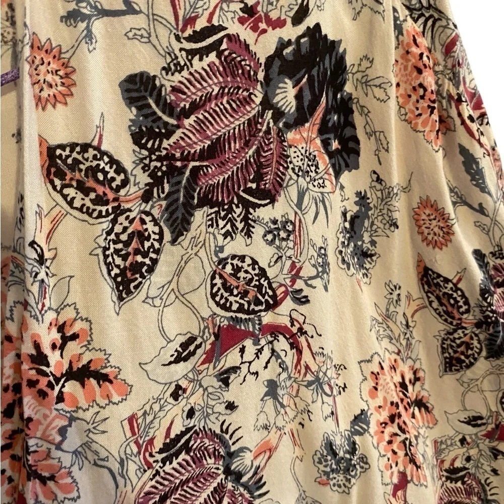 Angie white pink blue midi floral Boho kimono cover up vacation resortwear